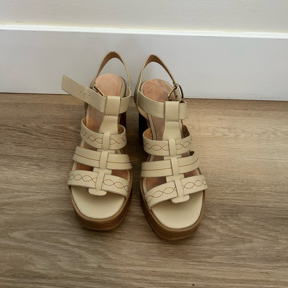 MTNG Leather Chunky heeled Sandals Sz 37
